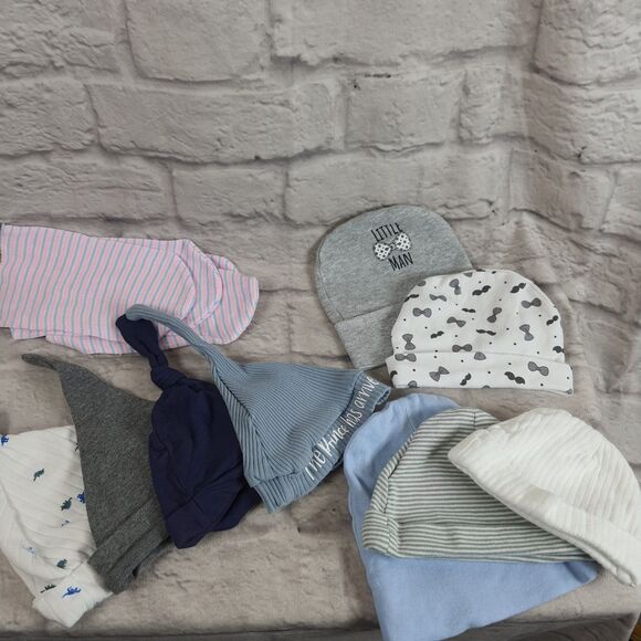 Lot Of 12 Baby Boy 0-6 Months Hats Prince Elf Striped Infant Cap Beanie - Picture 1 of 7